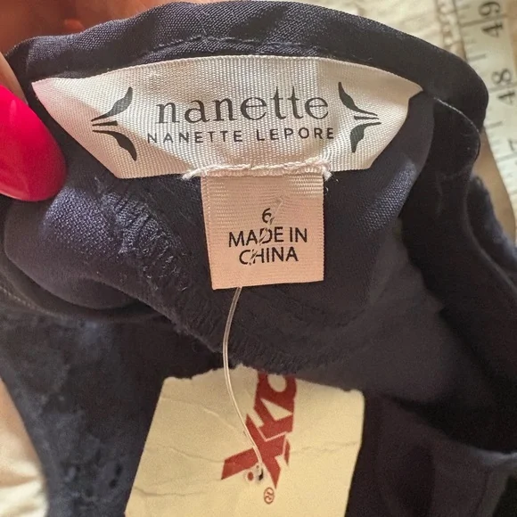 NWT Nanette Lepore Navy Lace Panel Sheath Dress Size 6 Career Work - Picture 4 of 9